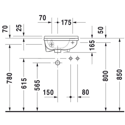 Duravit Starck 3 Fontein - inclusief bevestiging - 40x26cm - met overloop - met kraangat rechts - wit