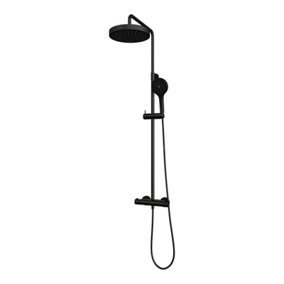 BRAUER Stripe Opbouw Thermostatische Regendouche - SET 02 - 25cm hoofddouche - 3-standen handdouche - doucheslang - mat zwart