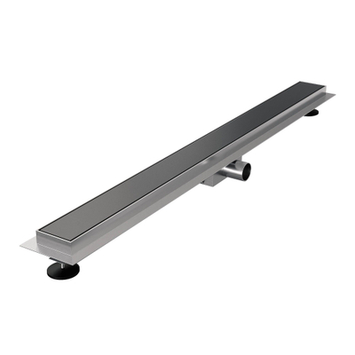 Brauer Caniveau de douche - 90x7.5cm - bride de plancher - grille à carreler réversible - inox - gunmetal brossé