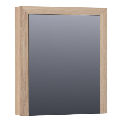Saniclass Massief eiken spiegelkast 60x70x15cm met 1 rechtsdraaiende spiegeldeur Hout Smoked oak