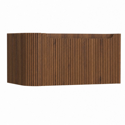 H&R Badmeubelen Juice Wastafelonderkast - 80x45x40cm - linkerhoek afgerond - 3D-front - 1 lade - geïntegreerde greep - dark oak