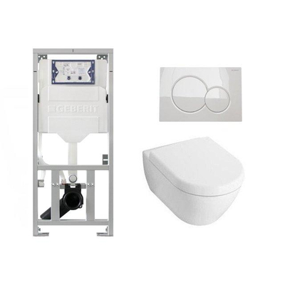 Villeroy & Boch Subway 2.0 Compact avec abattant softclose ensemble WC avec réservoir encastré Geberit et plaque de commande Sigma 01 blanc