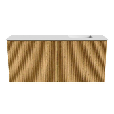 Mondiaz JOYA 90cm toiletmeubel - kleur Oak - Wastafel FAYE positie Rechts Zonder kraangat kleur Talc.