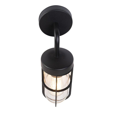 QAZQA Elza Wandlamp - 1 lamp - 11.5x14cm - IP44 - Zwart