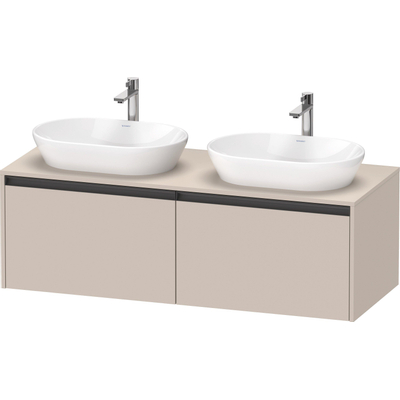 Duravit Ketho.2 Wastafelonderbouwkast - inclusief consoleplaat - met 2 laden - voor dubbele waskommen - 140x55x45.9cm - met handgrepen antraciet - taupe mat