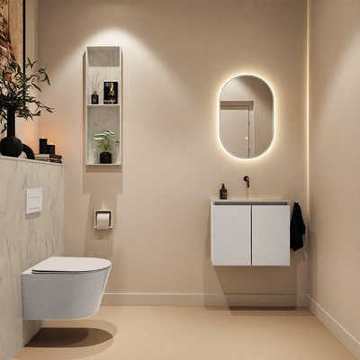 MONDIAZ TURE-DLUX Meuble de toilettes 60 cm Linen. EDEN lavabo Opalo position milieu. Sans trou de robinet.
