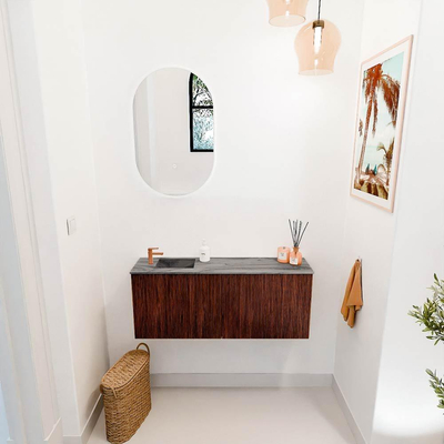 Mondiaz JOYA-DLUX 100cm toiletmeubel - kleur Ruby - Wastafel FAYE positie Links 1 kraangat kleur Sombra.