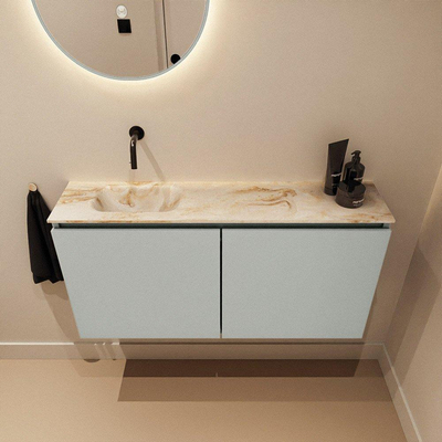 MONDIAZ TURE-DLUX Meuble de toilettes 100cm Greey. Lavabo EDEN Frappe position gauche. Sans trou de robinet.