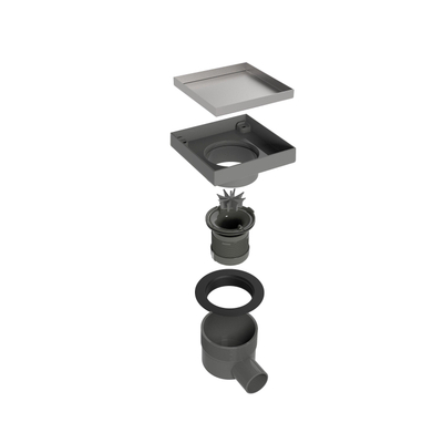 Easy Drain Aqua quattro drain de sol ABS 15x15cm horizontal carrelage 50mm inox