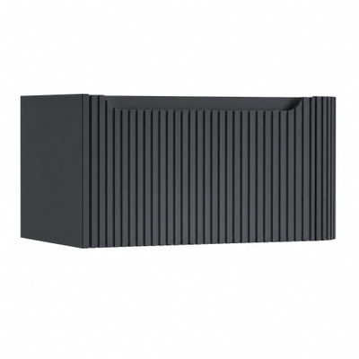 H&R Badmeubelen Juice Wastafelonderkast - 80x45x40cm - rechterhoek afgerond - 3D-front - 1 lade - geïntegreerde greep - antraciet mat