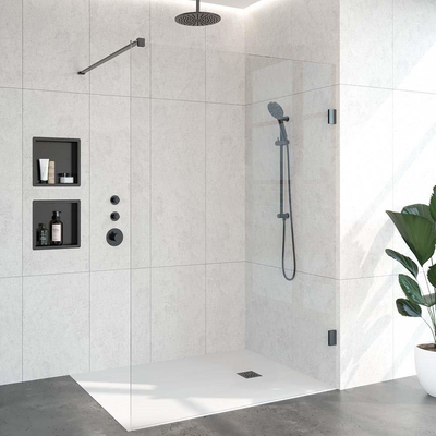 BRAUER Void inloopdouche helder glas 140x200 incl. glascoating PVD gunmetal geborsteld