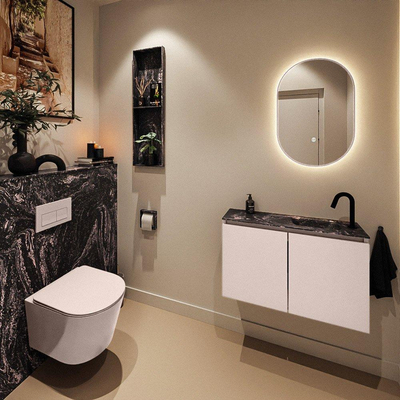 MONDIAZ TURE-DLUX Meuble WC 80 cm Rosee. Lavabo EDEN Lava position à droite. Avec 1 trou de robinet.