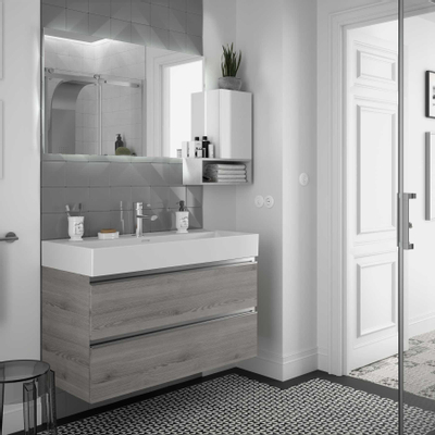 Saniclass Legend Meuble Lavabo - 101x47x13cm - avec trop-plein - 1 vasque - 1 trou de robinet - céramique - blanc brillant