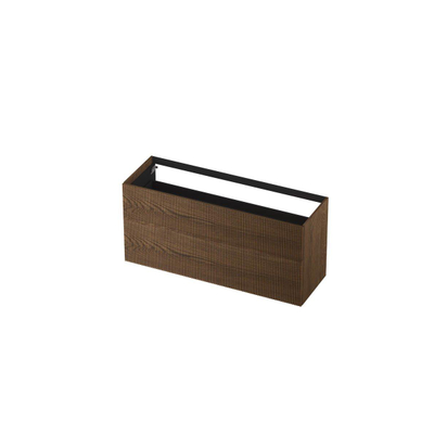 INK Wastafelonderkast - 140x45x65cm - 2 lades - push to open - verticaal gefreesd - Eiken - Chocolate