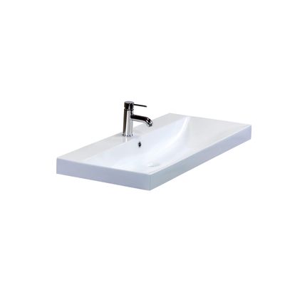 HR badmeubelen Just Wastafel - 101x46x7.5cm - 1 kraangat - keramiek wit OUTLETSTORE