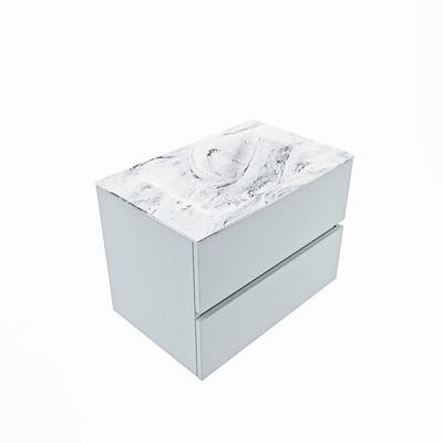 Mondiaz VICA-DLUX Ensemble de meuble de salle de bain - 70cm - meuble sous-vasque argile - 2 tiroirs - lavabo encastré nuage milieu - sans trous de robinet - version haute 60cm - glace