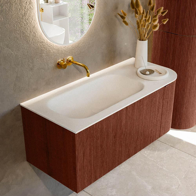 Mondiaz KURVE Badkamermeubelset - 105x46x40cm - 1 lade - 1 deur - wastafel solid surface - links - zonder kraangat - Ruby