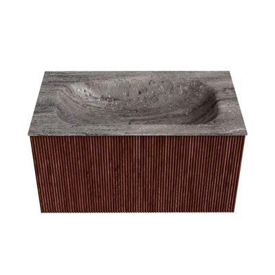 MONDIAZ KURVE-DLUX 80cm badmeubel kleur Ruby met 1 lade en 0 deuren. Wastafel BIG SMALL Midden zonder kraangat Oza.
