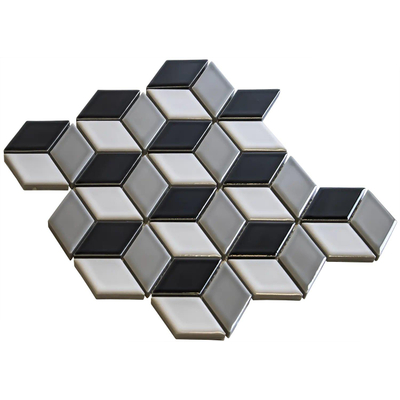 The Mosaic Factory Paris carrelage mosaïque - 26.6x30.5cm - carrelage mural - Porcelaine noir+blanc+gris Brillant