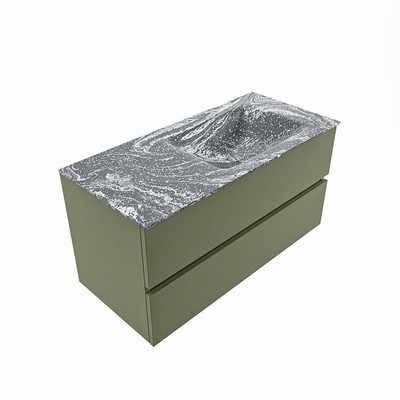 Mondiaz VICA-DLUX Ensemble de meuble de salle de bain - 100cm - meuble sous-vasque armée - 2 tiroirs - lavabo encastré nuage droite - 1 trou de robinet - version haute 60cm - lave