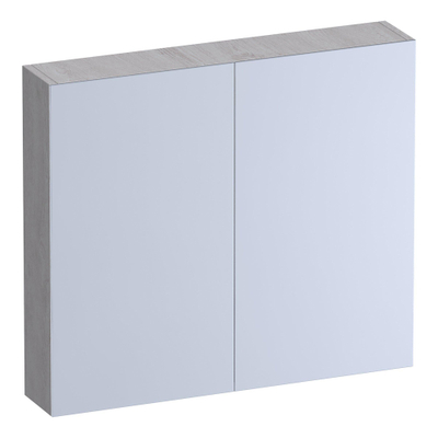 BRAUER Impress Deluxe armoire de toilette - 80x70x15cm - éclairage interne et externe - 2 portes miroir double face - Forest Seashell