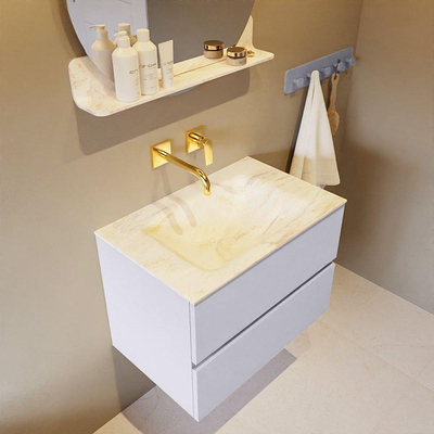 Mondiaz VICA-DLUX ensemble de meuble de salle de bain - 70cm - meuble sous-vasque cale - 2 tiroirs - lavabo encastrée cloud milieu - sans trous de robinet - version haute de 60cm - ostra