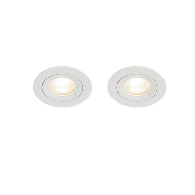QAZQA Xena spot encastrable - set de 2 - 8x8cm - IP44 - rond - blanc mat