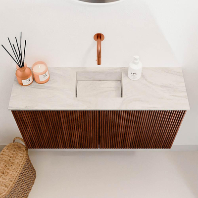 Mondiaz JOYA-DLUX 80cm toiletmeubel - kleur Ruby - Wastafel FAYE positie Midden Zonder kraangat kleur Ostra.