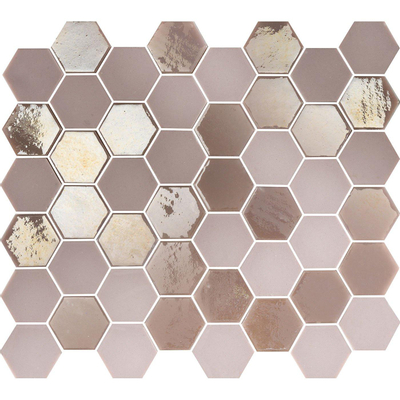 The Mosaic Factory Valencia mozaïektegel - 27.6x32.9cm - wandtegel - Zeshoek/Hexagon - Gerecycled glas Pink mat/glans