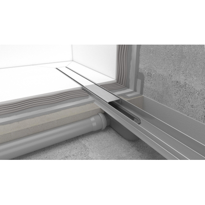 Easy Drain Compact Clean Caniveau de douche - 120cm - dryphon - réversible - bride de plancher - acier inoxydable brossé