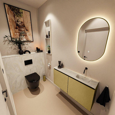 MONDIAZ TURE-DLUX 100cm toiletmeubel Oro. EDEN wastafel Ostra positie rechts. Zonder kraangat.
