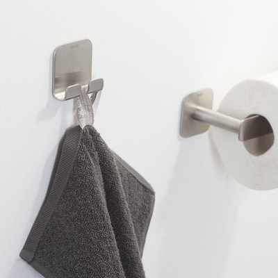 Tiger Colar Handdoekhaak - 2 haken - zelfklevend - geborsteld RVS