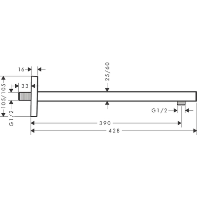 Hansgrohe Douche-arm Square - 38 - 9 cm - geborsteld brons