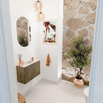 Mondiaz JOYA-DLUX 60cm toiletmeubel - kleur Dusk - Wastafel FAYE positie Midden 1 kraangat kleur Meli.