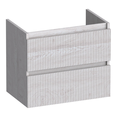 BRAUER Joy Wavy wastafelonderkast ondiep 60 2 softclose lades - greeploos - 1 sifon uitsparing - Forest Seashell