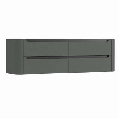 H&R Badmeubelen Juice Wastafelonderkast - 180x45x50cm - afgeronde hoeken - 4 lades - geïntegreerde greep - Petrol mat