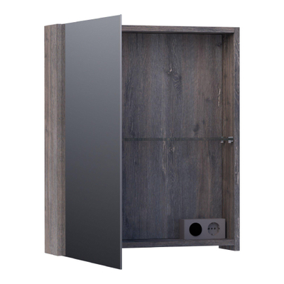 BRAUER Impress armoire de toilette – 59 x 70 x 15 cm – ouverture à gauche, porte-miroir double face – Driftwood