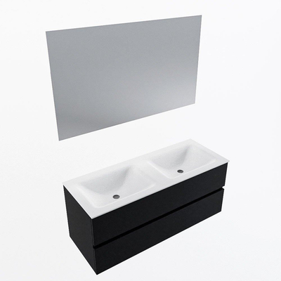 Mondiaz VICA ensemble de meuble de salle de bain - 120cm - meuble sous-vasque urban - 2 tiroirs - lavabo cloud double - 2 trous de robinet - couleur talc - miroir LED - version XL 60cm de haut