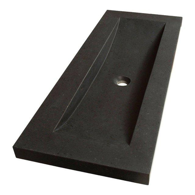 BRAUER Joy Badkamermeubelset - 100x40x55cm - 2 lades - greeploos - softclose - natuursteensteen wastafel - zonder kraangat - basalt antraciet - forest seashell SHOWROOMMODEL