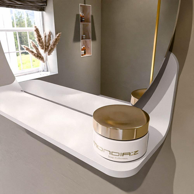 Mondiaz SPOT miroir – Ø 40 cm – avec tablette – Talc (blanc)
