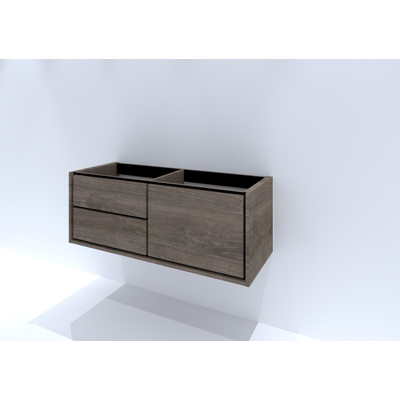 HR Badmeubelen Rize meuble sous lavabo - 2 tiroirs gauche (60cm)/1 tiroir haut droit (60cm) - sans poignée push2open - 120 x 45 x 45 cm - espresso