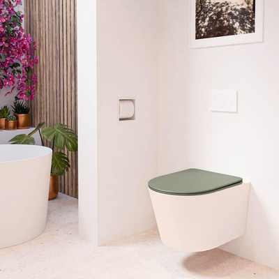 MONDIAZ LAVIE WC suspendu - 36x53cm - sans bride - Army (vert) - softclose - quick-release - abattant WC - Rosee (rose)
