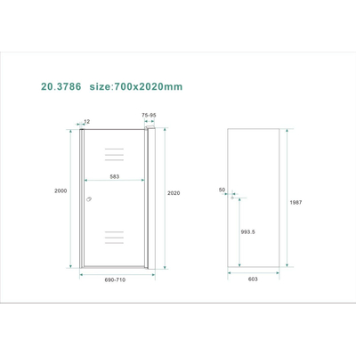 Wiesbaden Between nisdeur 700 x 2000 x 8 mm nano rookglas/chroom