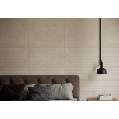 Terravito Calvero wandtegel - 30x90cm - 7.0mm - Rechthoek - gerectificeerd - Betonlook - mat gebroken wit - Cream