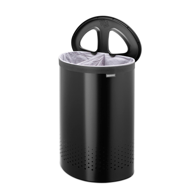 Brabantia Wasbox - 55 liter - couvercle en plastique - sac à linge amovible - matt black/donker grijs
