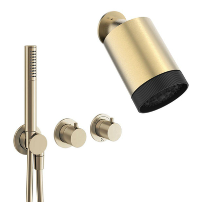 Crosswater MPRO Module inbouw regendoucheset – Ø10 cm hoofddouche – staafhanddouche – 2 hendels – messing geborsteld