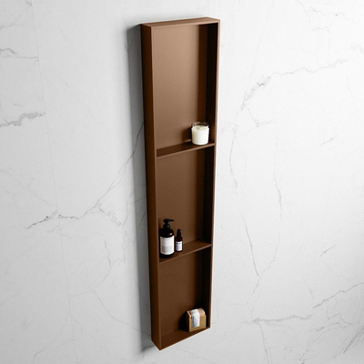 Mondiaz Easy nis 29.5x149.5x8cm voor Inbouw/opbouw 3 open vakken Solid surface Rust/Rust