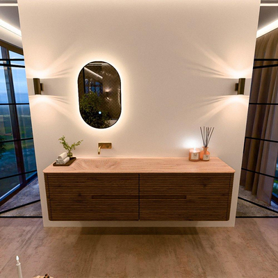 Mondiaz CIRO-DLUX Badkamermeubelset - 180x45x50cm - Solid surface wastafel Saba - 1 wasbak Links - zonder kraangaten - 4 lades - Dusk