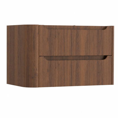 H&R Badmeubelen Juice Wastafelonderkast - 80x45x50cm - linkerhoek afgerond - 2 lades - geïntegreerde greep - Dark oak