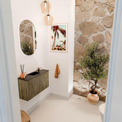 Mondiaz JOYA-DLUX 70cm toiletmeubel - kleur Dusk - Wastafel FAYE positie Midden 1 kraangat kleur Lava.